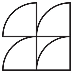 Quarter Circle Grid Geometric Brutalist Shape