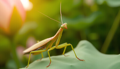 Close Up detail of lotus mantis in nature background