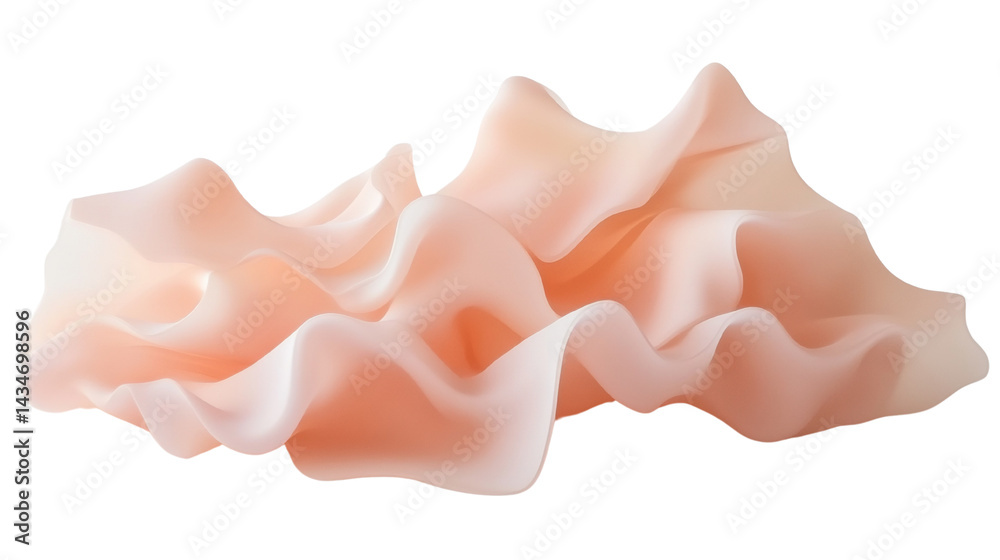 Aufkleber ethereal peach textile waves, smooth digital render isolated on transparent backdrop