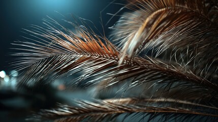Fototapeta premium Gentle breeze moving through palm leaves outdoor night scene realistic photograph nature environment close-up view serenity concept
