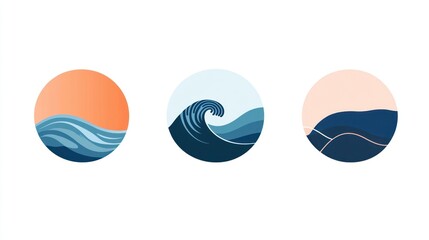 Ocean Wave Icons - Abstract Design