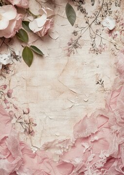Delicate Pink Floral Background with Natural Textures for Creative Projects