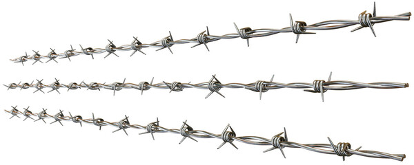 Industrial Line Barbed Wire PNG Realistic Metal Strands for Harsh Themes Isolated on a Transparent Background
