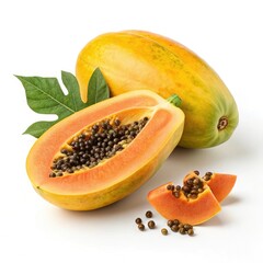 papaya isolated on white background