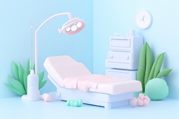 Pastel-toned medical examination room