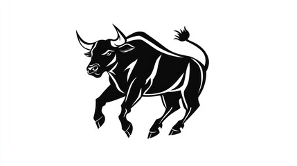 Obraz premium Black Bull Silhouette Graphic