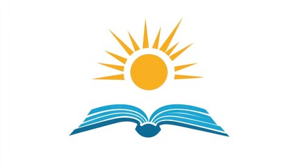 Naklejka premium Education Symbol; Open Book, Sun