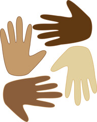 A vector art of hands of different ethnicities.