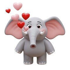 Naklejka premium Elephant sending hearts with love