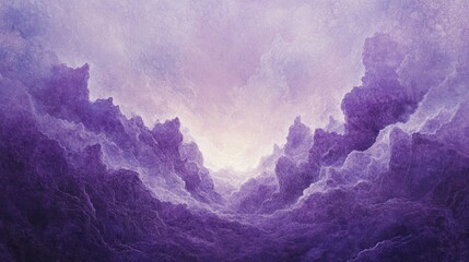 Fototapeta premium Purple cloudscape, ethereal valley, sunrise, fantasy art