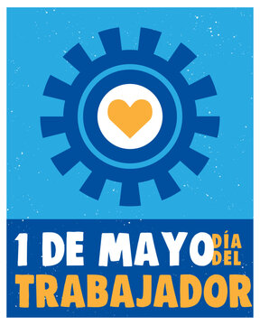 1 de Mayo D&iacute;a del trabajador posteo redes sociales vertical, editable vectorial tuerca escarapela argentina