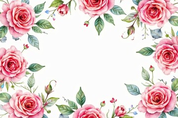 Delicate watercolor roses & leaves, repeat pattern, seamless, flower design, flowers
