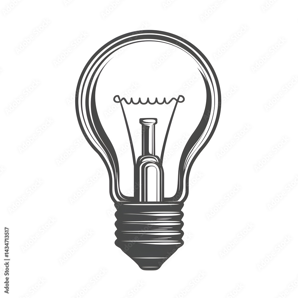 Poster a simple monochrome of a clean modern lightbulb icon centered on a white background with a minimalis