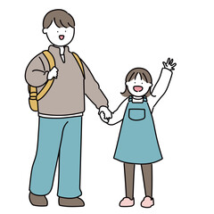 おでかけするお父さんと女の子