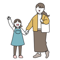 おでかけするお母さんと女の子