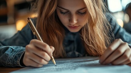 Student Preparing for Final Exams with Focused Concentration on Realistic Success and Achievement in Photography