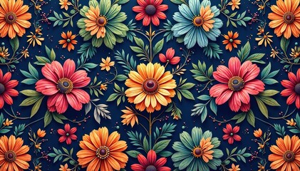 Intricate floral pattern, repeating seamlessly , decoration, background, seamless floral pattern