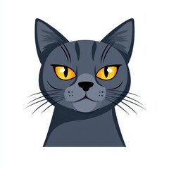 Obraz premium Close-up illustration of a gray cat's face with bright yellow eyes