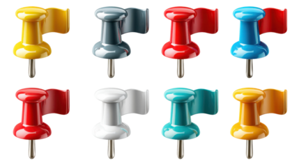 set of colored pins isolated