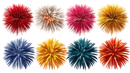 set of colorful fireworks