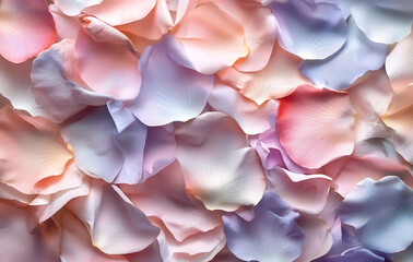 Romantic floral background with soft focus and pastel color petals 