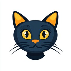 Fototapeta premium Illustration of a black cat with yellow eyes and orange ears and nose