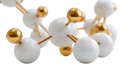 molecular model made of matte white ceramic , isolated transparent background