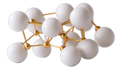 molecular model made of matte white ceramic , isolated transparent background