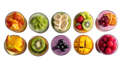 colorful fruits, isolated transparent background