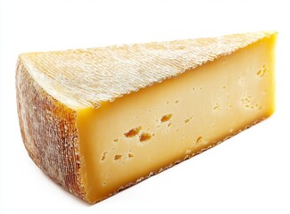 Wedge of Yellow Cheese with Visible Texture and Isolated on a White Background