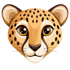 Illustration of a cheetah's head with light tan fur and dark brown spots