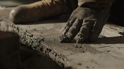 Construction Worker Smoothing Concrete