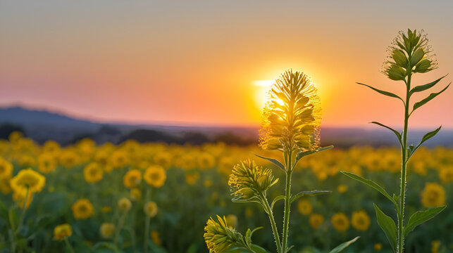 fiore di dente di leone al tramonto