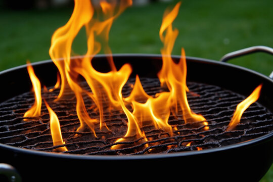 close up of a grill with flames on it 2