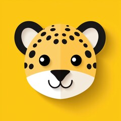Flat illustration of a leopard's face with geometric shapes and bold colors