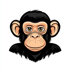 Obraz premium Detailed illustration of a chimpanzee's face with expressive eyes and prominent ears