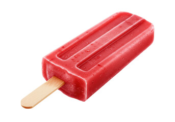 Red popsicle on a stick isolated on transparent background