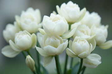 close up of a white flower with a blurry background