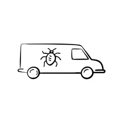 Fototapeta premium Pest Control Van with Bug Logo in Minimalist Style 