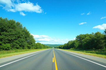 Fototapeta premium empty asphalt road with trees in the background