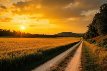 dirt road in the middle of a grassy field 2