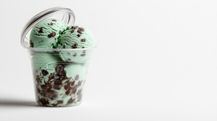 Fototapeta premium Mint chocolate chip ice cream cup