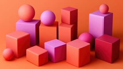 Obraz premium Orange backdrop, pink-coral shapes