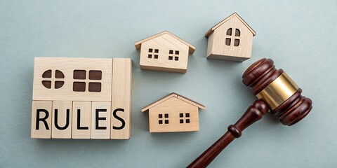 Real Estate Rules Housing Law Gavel Wooden Blocks