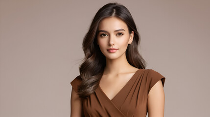 Naklejka premium girl in a brown dress