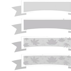 Elegant Gray Ribbon Banners with Transparent Background for Design