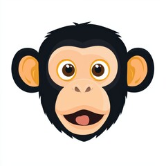 Cartoon illustration of a monkey's face with large expressive eyes and a pink tongue