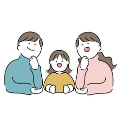 両親と女の子で「いいね」