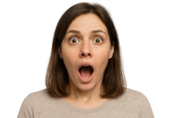 Surprised woman with open mouth expression on isolated background. Isolated illustration