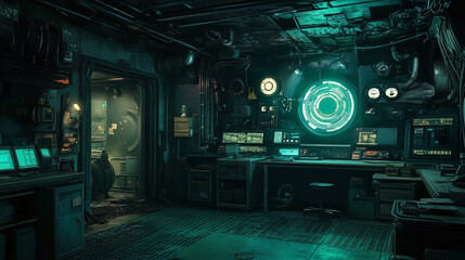 Fototapeta premium Abstract 3d Technology room background. Ai generated.